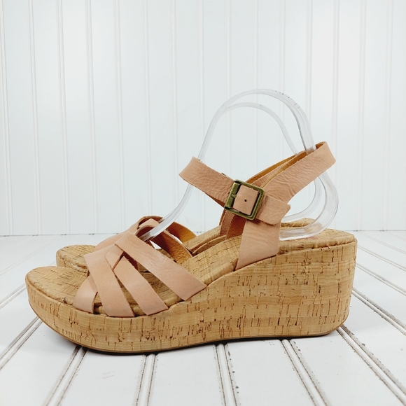 KorkEase Shoes New Korkease Tan Cream Criss Cross Ankle Buckle
